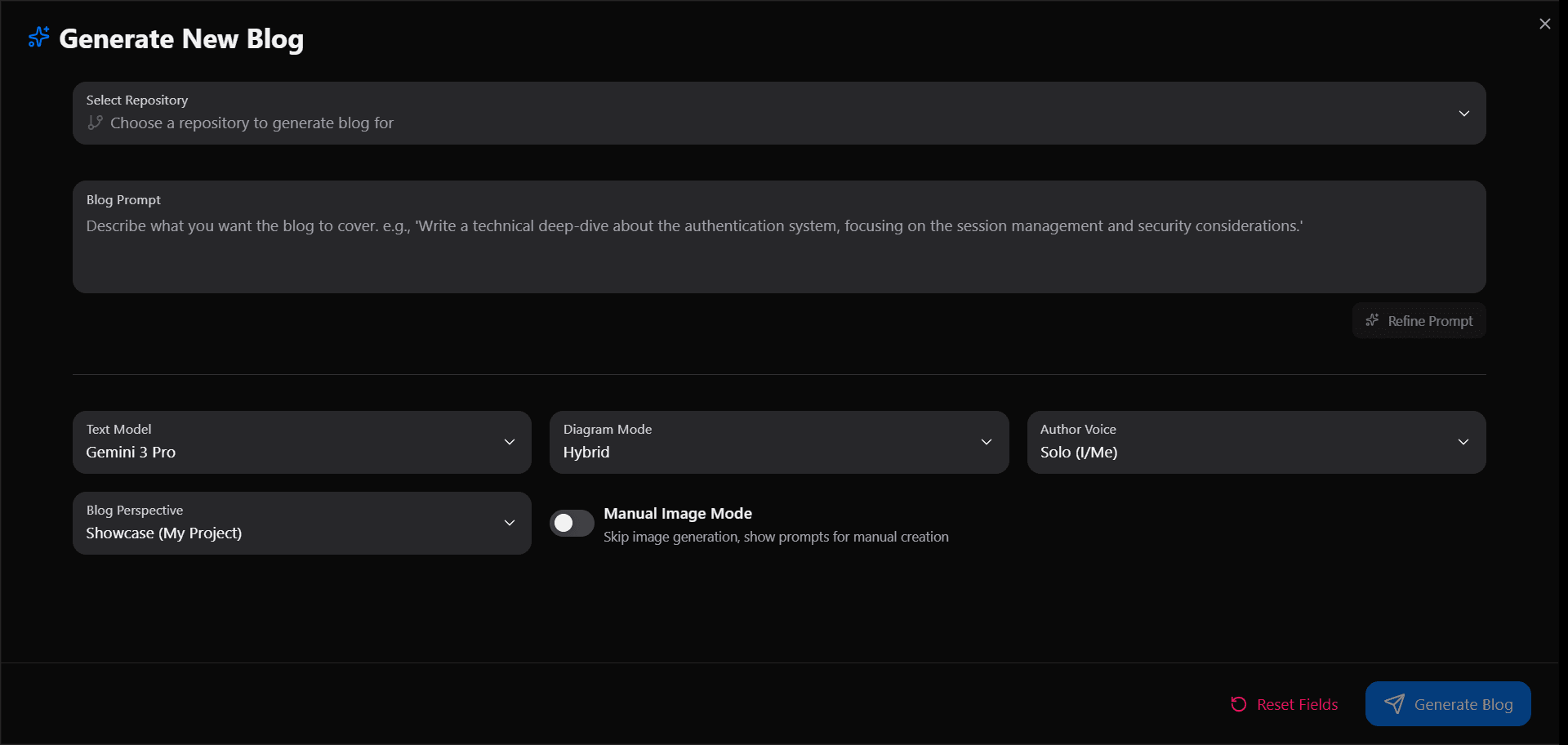 AI Blog Generator project interface preview