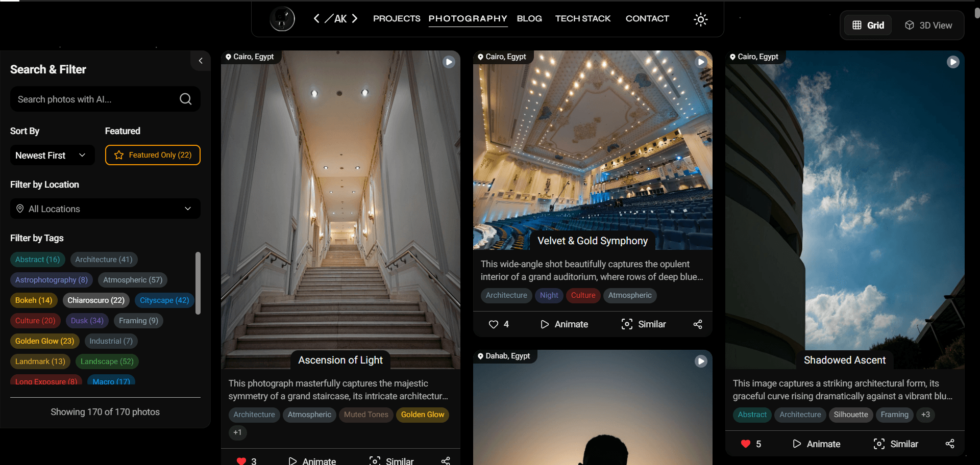Photography System project interface preview